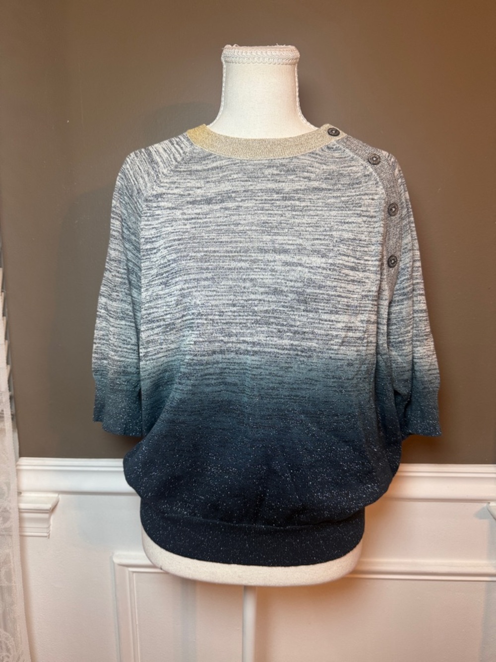 Zadig & Voltaire Metallic Knit Sweater S Dip Dye Short Sleeve